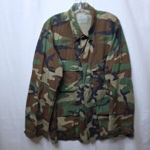 Military Coat M Regular Green Camo BDU Combat Woodland Top Shirt Army USMC 80s